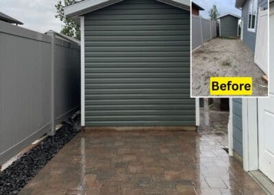 Deck area connected to Roman paver patio